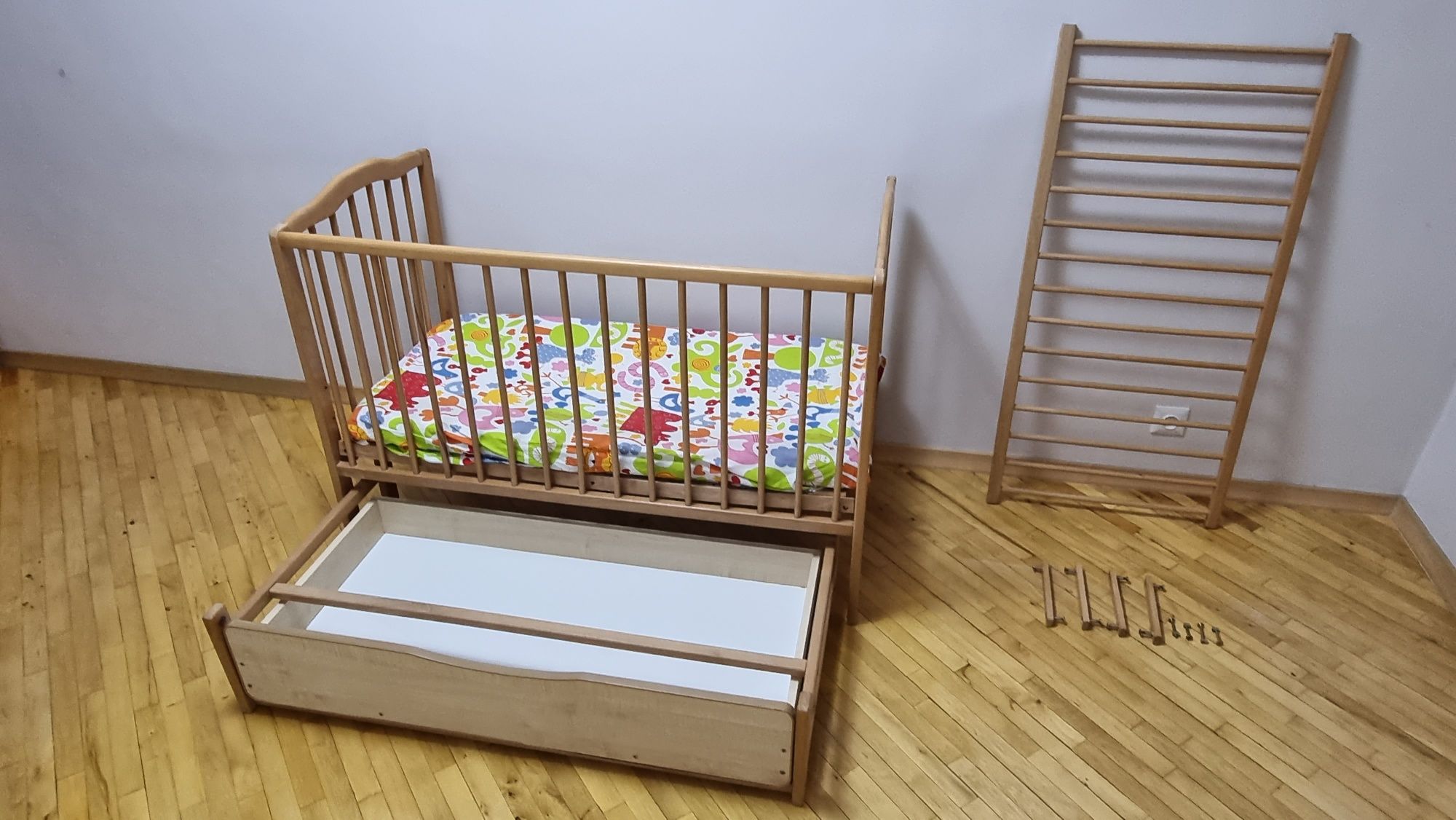 Дитяче ліжичко маятник, детская кроватка в подарунок матрас