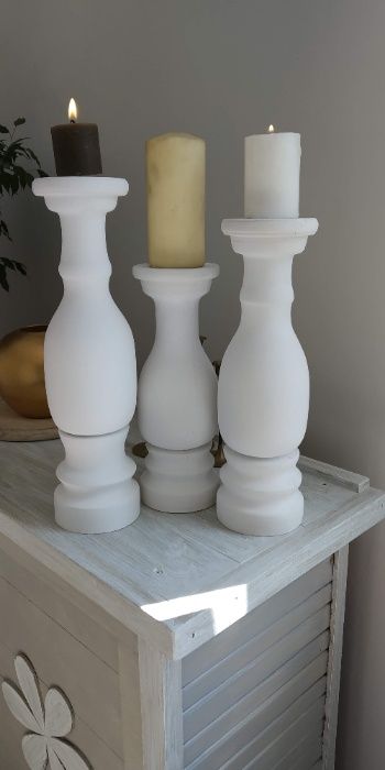 Świecznik rustykalny drewniany toczony dekoracje weselne