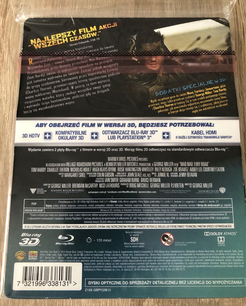 Mad Max: Fury Road Steelbook/Futurepack Blu-ray 3D Lektor PL