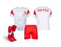 Strój / komplet piłkarski ORZEŁ POLSKA + getry rozm. 128