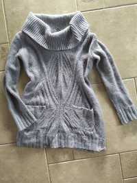 Gruby sweter oversize alpaka wełna szeroki golf xxL tunika sukienka