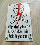 Blaszana tabliczka ostrzegawcza PRL
