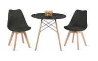 * NOWY Stół 80cm+ 2 krzesła Skandynawskie zestaw do jadalni czarne *