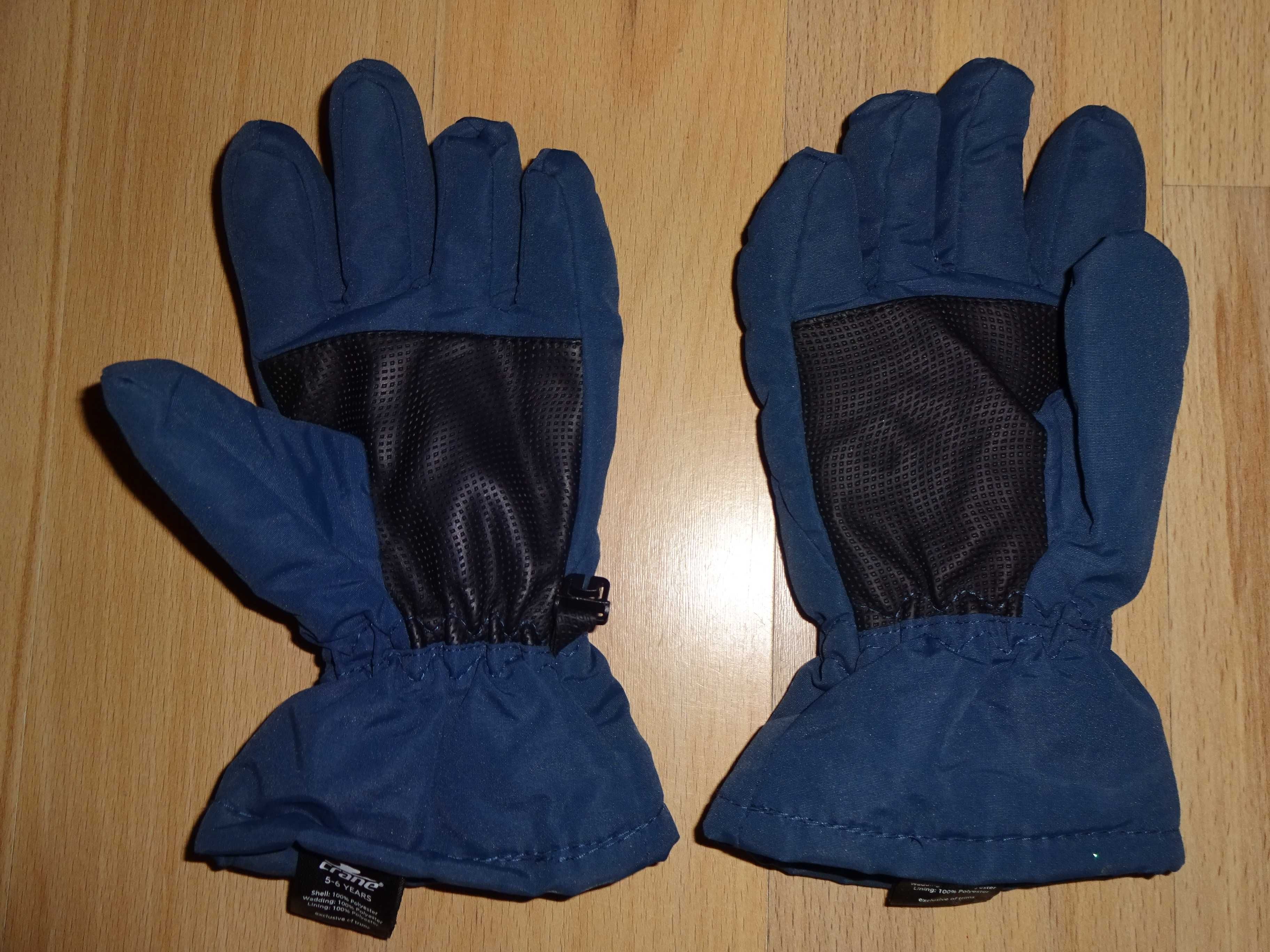 CRANE niebieskie granatowe pięciopalczaste rękawiczki zimowe śnieg 5-6
