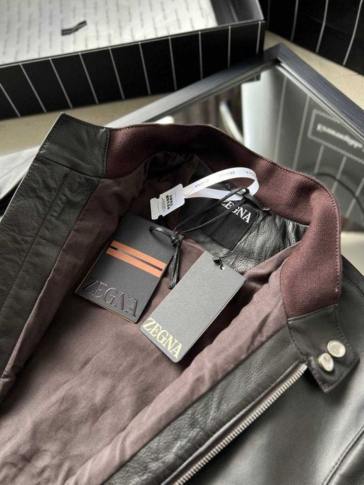Мужская кожаная куртка Zegna куртка натуральная кожа Зенья v108