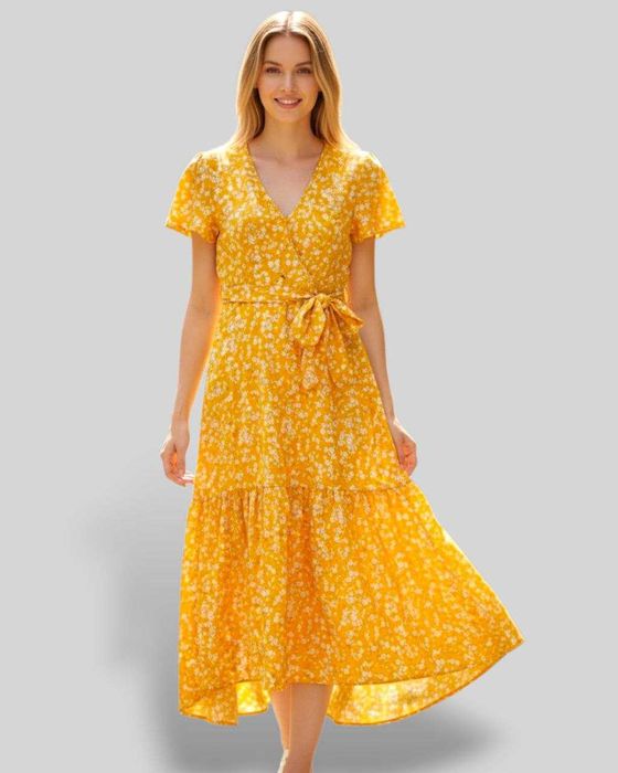 Хлопковое длинное платье в цветочный принт Shein, р. S/M