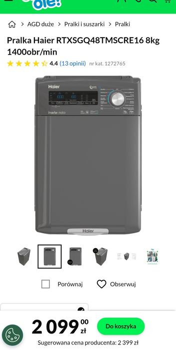 Nowa ładowana od góry pralka Haier  8 kg