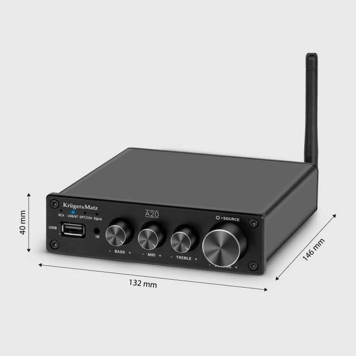 Wzmacniacz stereo Kruger&Matz A20 Bluetooth Optyk 2x100W