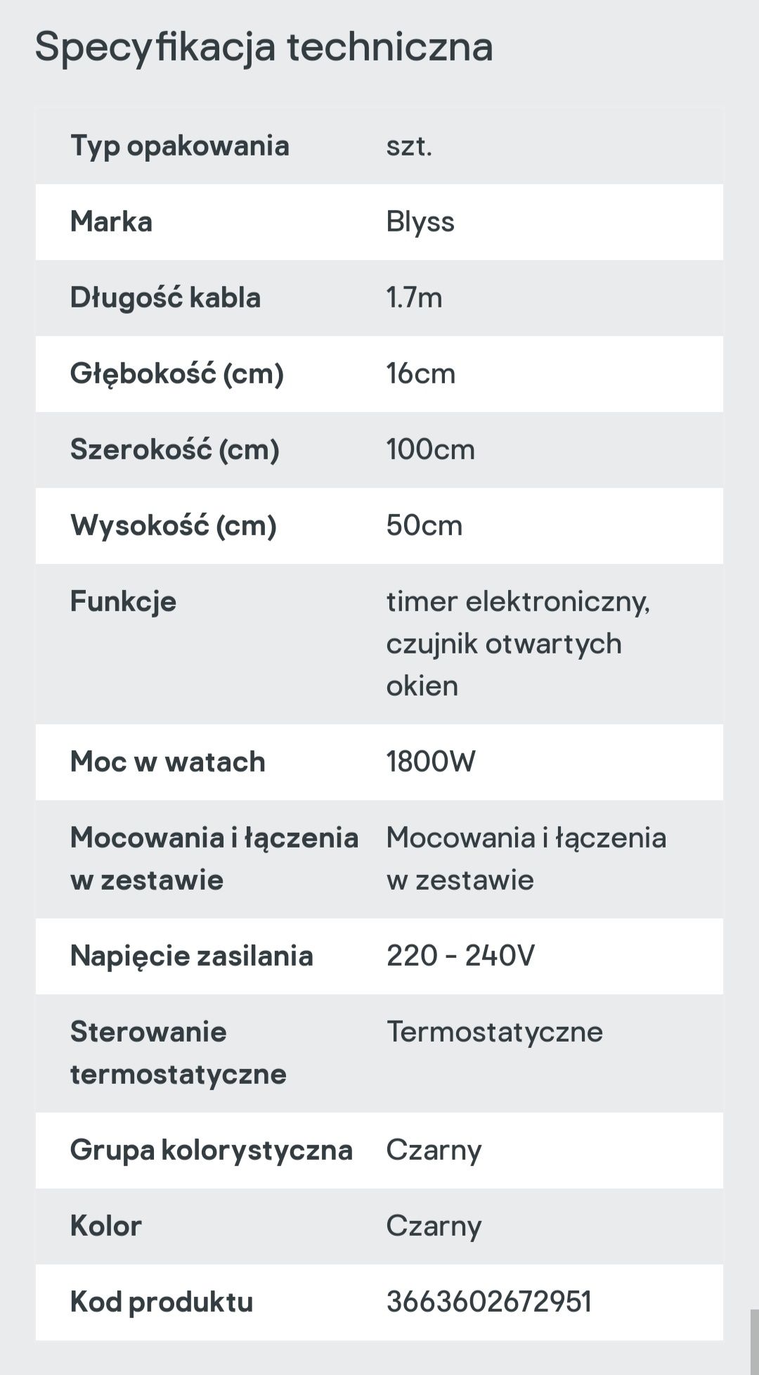 Kominek elektryczny  Blyss EL 1716 B 1800 W