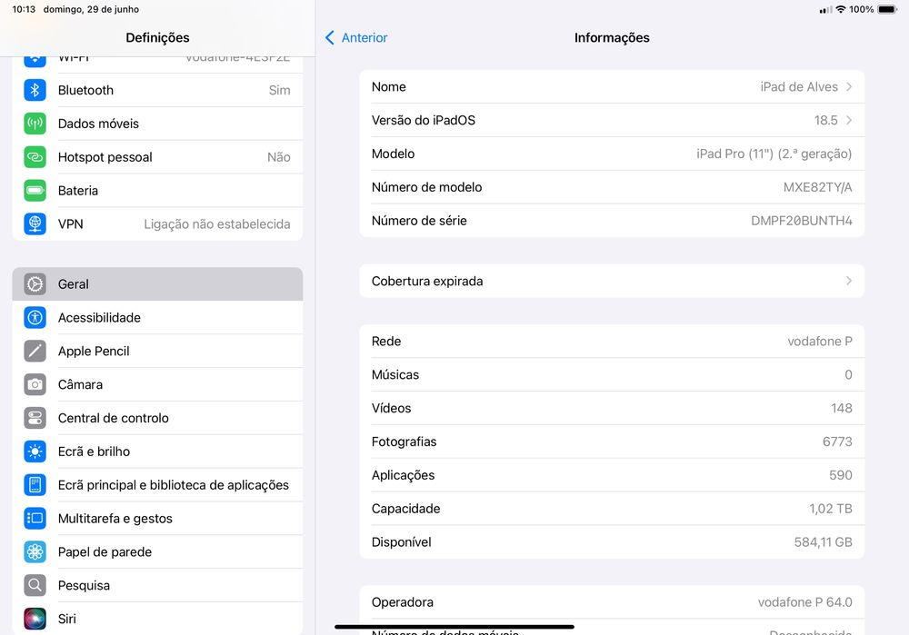Ipad pro 11 1tb wifi + celular como novo