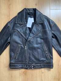 Zara viralowa vintage ramoneska oversize biker skóra naturalna nowa S