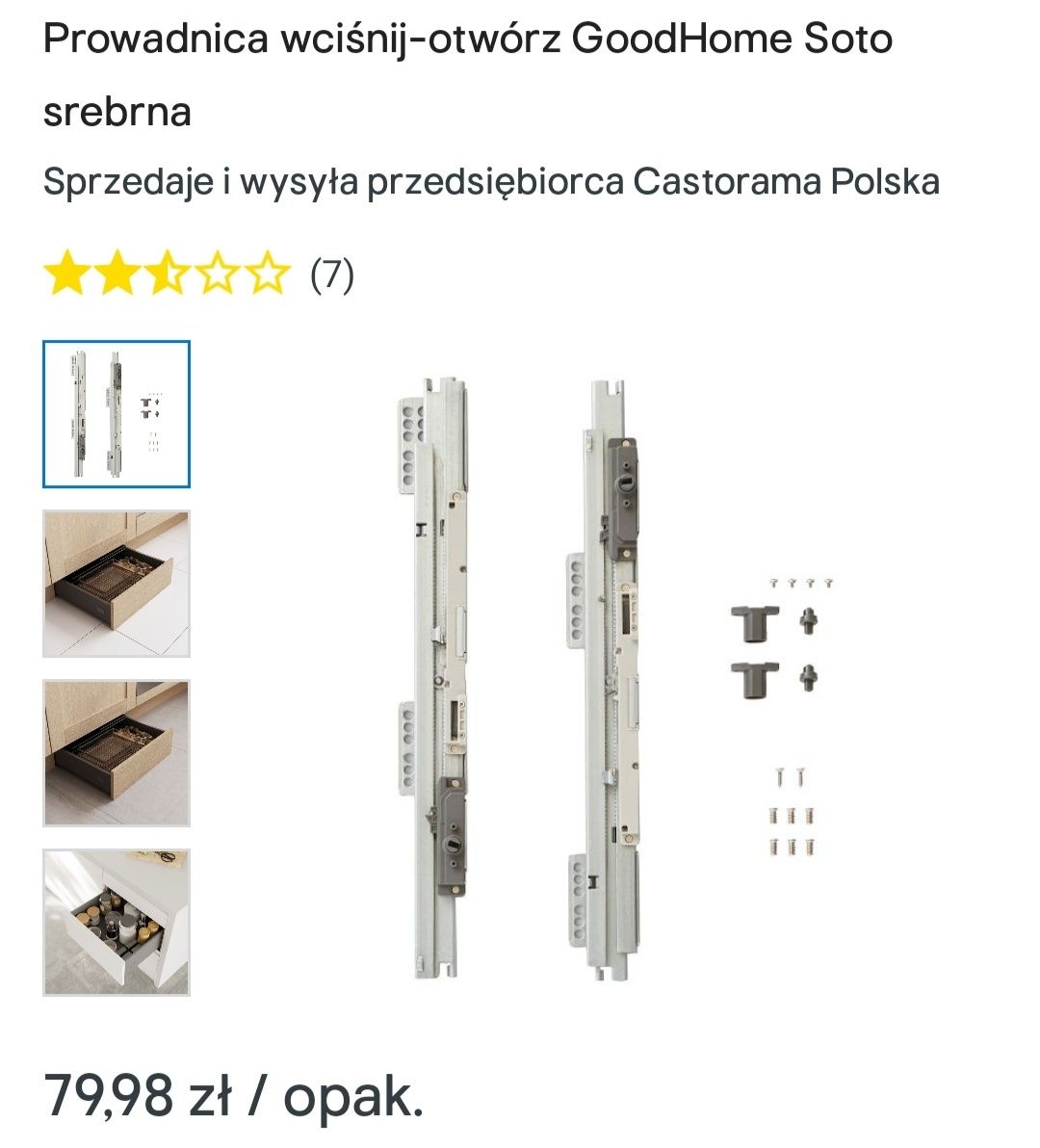 Prowadnice do szuflad Castorama GoodHome Soto klik