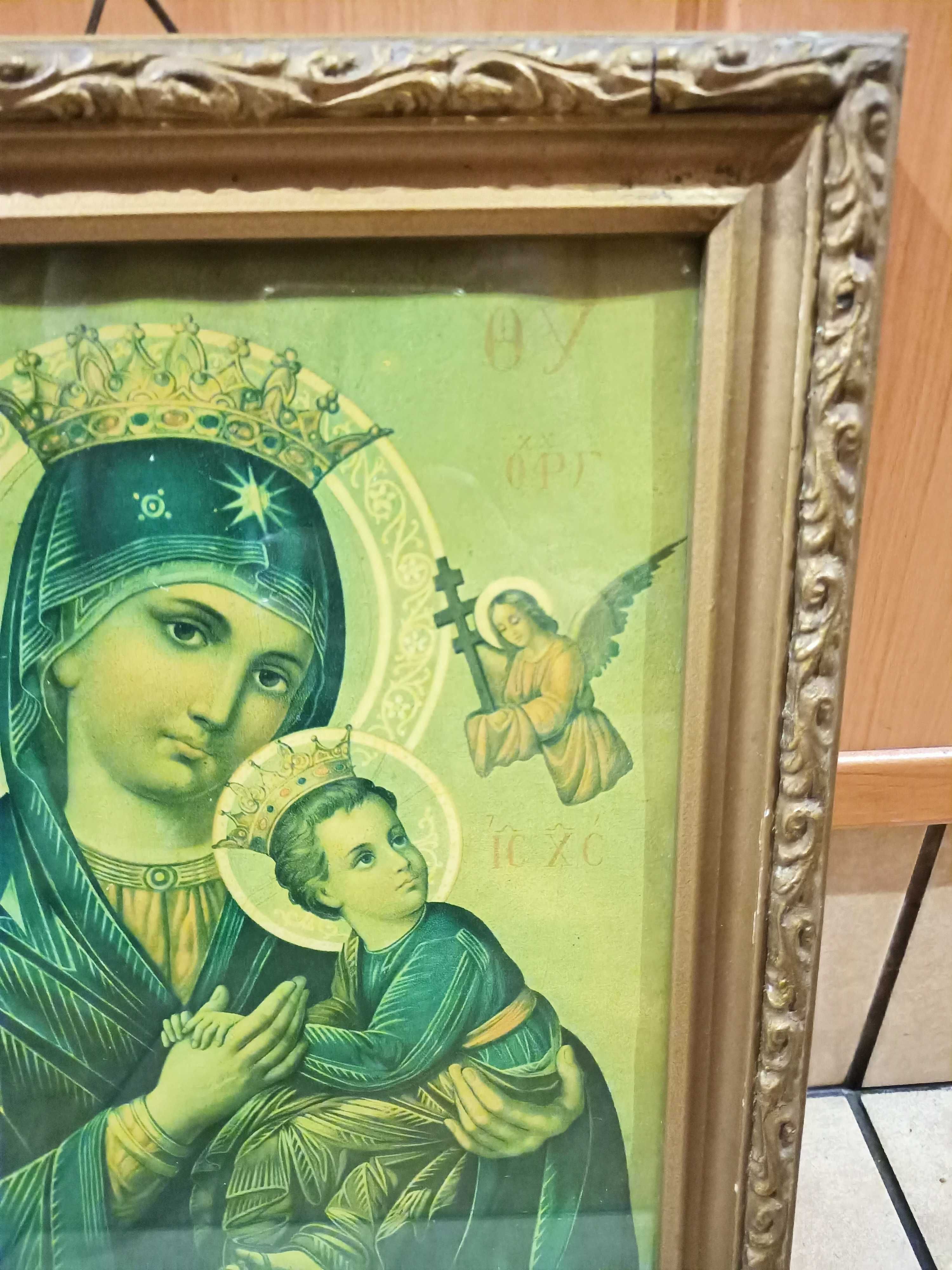 Drewniana rama obraz Matka Boża z Dzieciątkiem lata 30-te