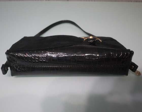 Клатч вечерняя маленькая сумочка черный лак Farfalla Rosso идеальное