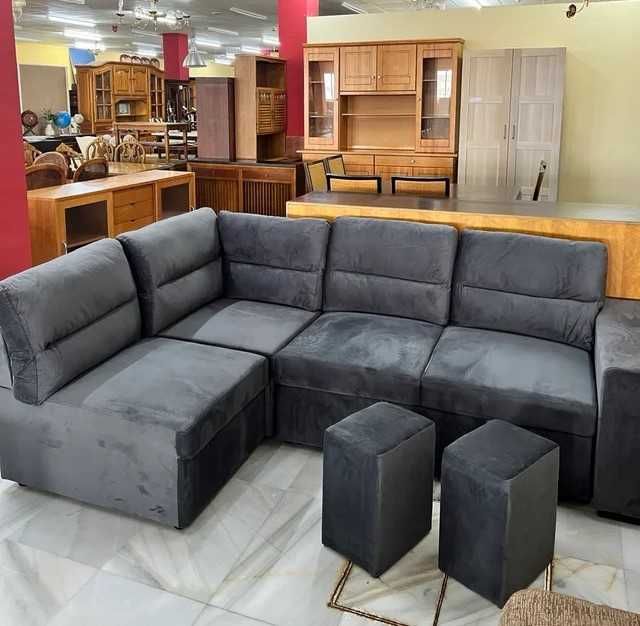 Sofá cama cinza chaise longue + entrega gratis