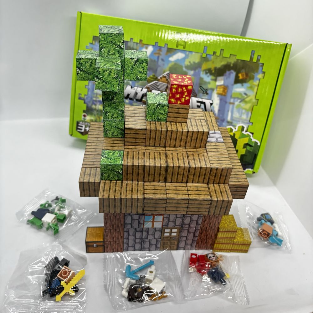 178шт +5шт фігурок Магнітний конструктор майнкрафт minecraft будинок