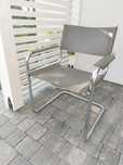 Krzesło fotel Bauhaus szara skóra,, Mart Stam, Marcel Breuer, Vintage