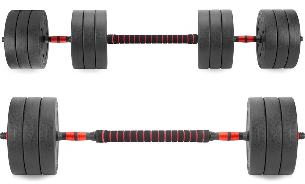 Hantle bitumiczne regulowane 2x30kg zestaw 60kg ze sztangą LUB