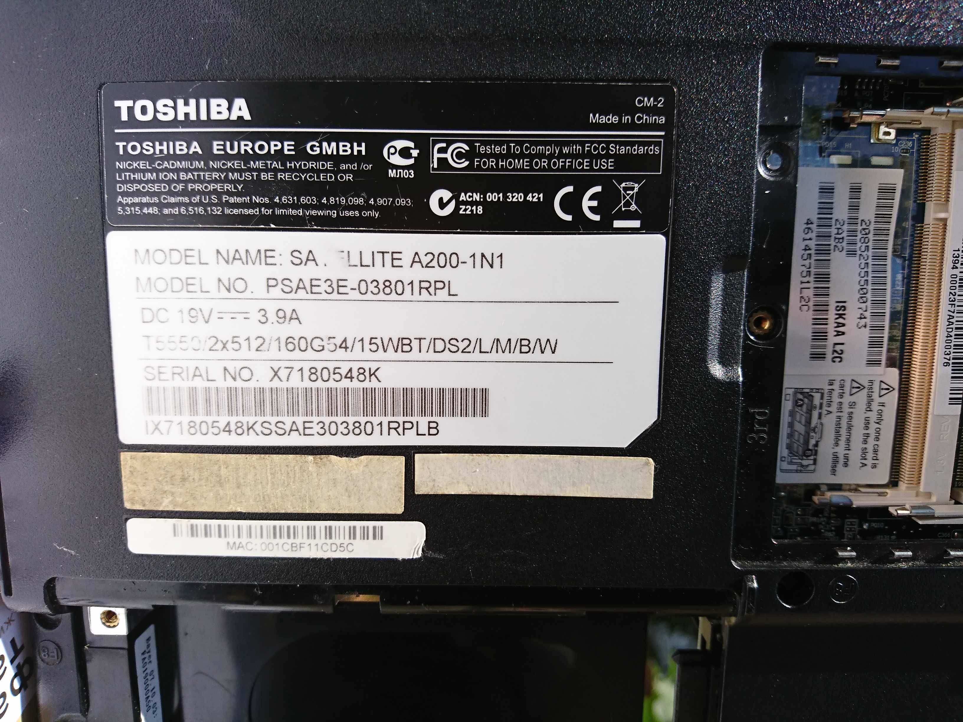 BLA4AE00 контролер /Toshiba PA3534U-1BRS/Satellite A200-1N1