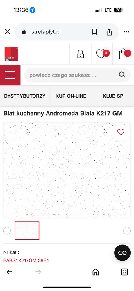 Blat meblowy andromeda mat nowy