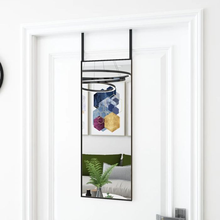 Lustro Na Drzwi, Czarne, 30X80 Cm, Szkło I Aluminium