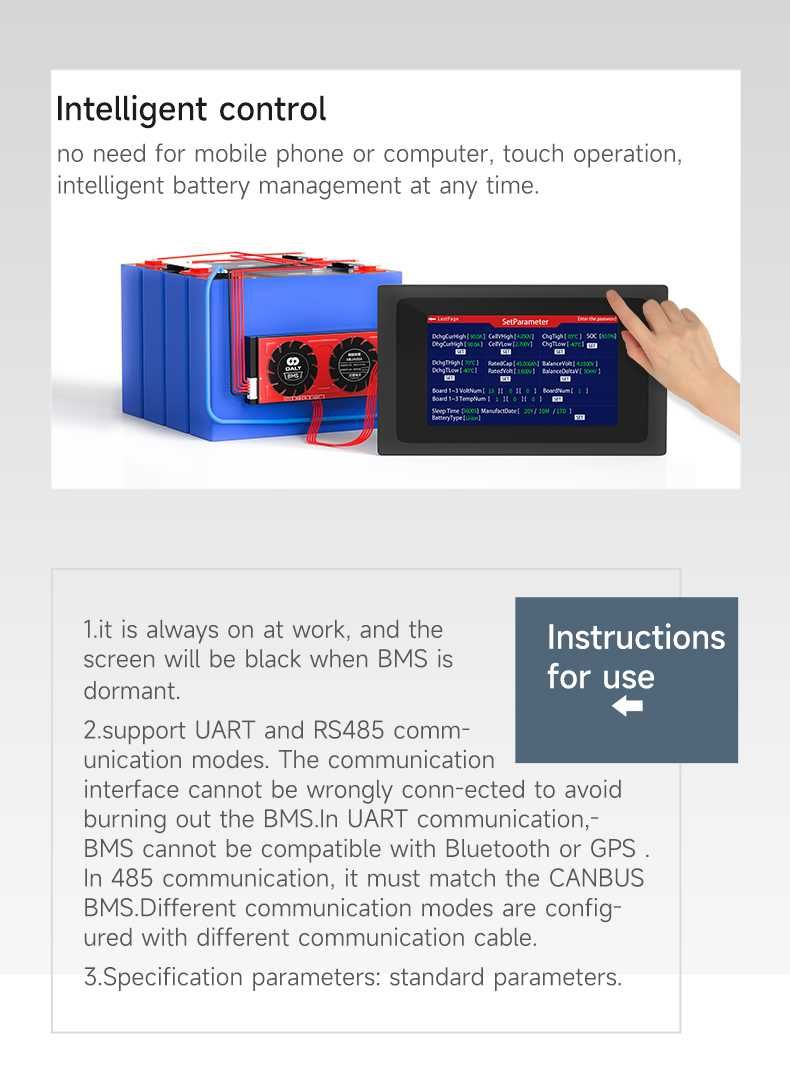 Daly Smart Bms 16S 250A +Active Balancer 1A+Bluetooth+Touch Screen 4.3