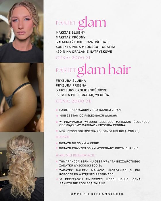 Mobilne usługi fryzjerskie. Pakiety ślubne