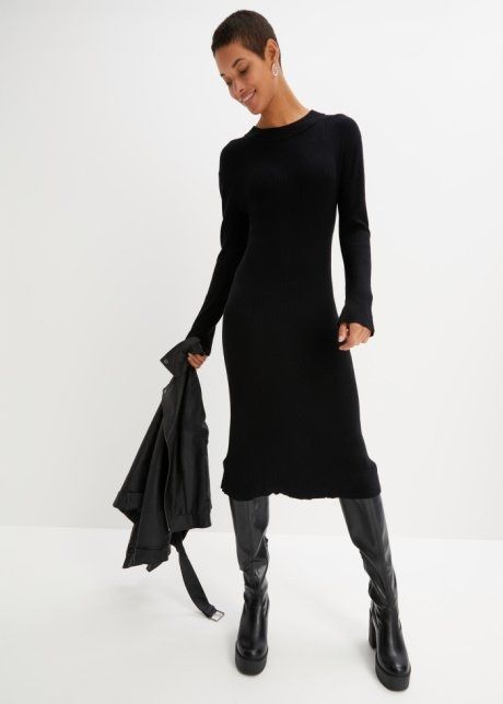 B.P.C ołówkowa sukienka dzianinowa czarna r.36/38