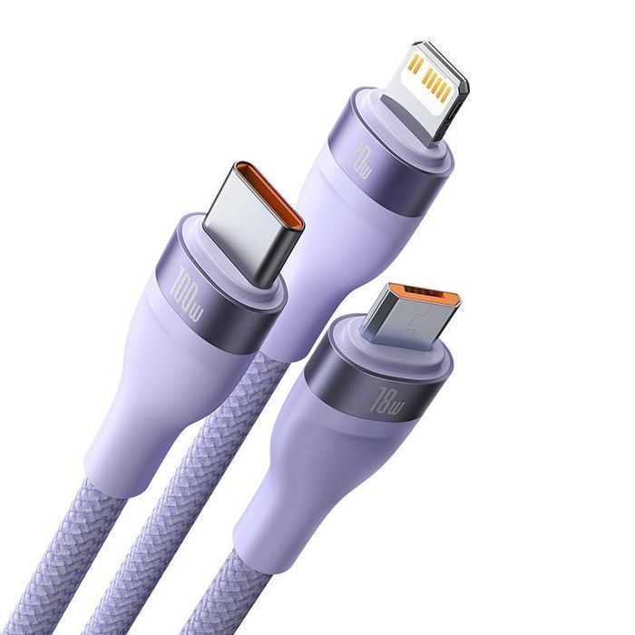 Flash Micro Usb Baseus Series Usb Usb-C 100W, Lightning, (Fioletowy)