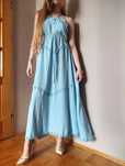 Sukienka błękitna maxi baby blue XS S eteryczna wróżka fairytale