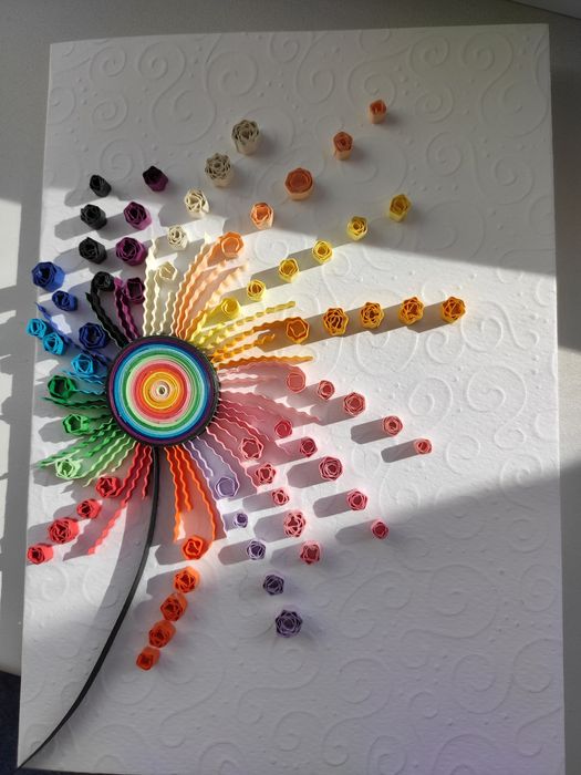 Открытка ручной работы в технике квиллинг.