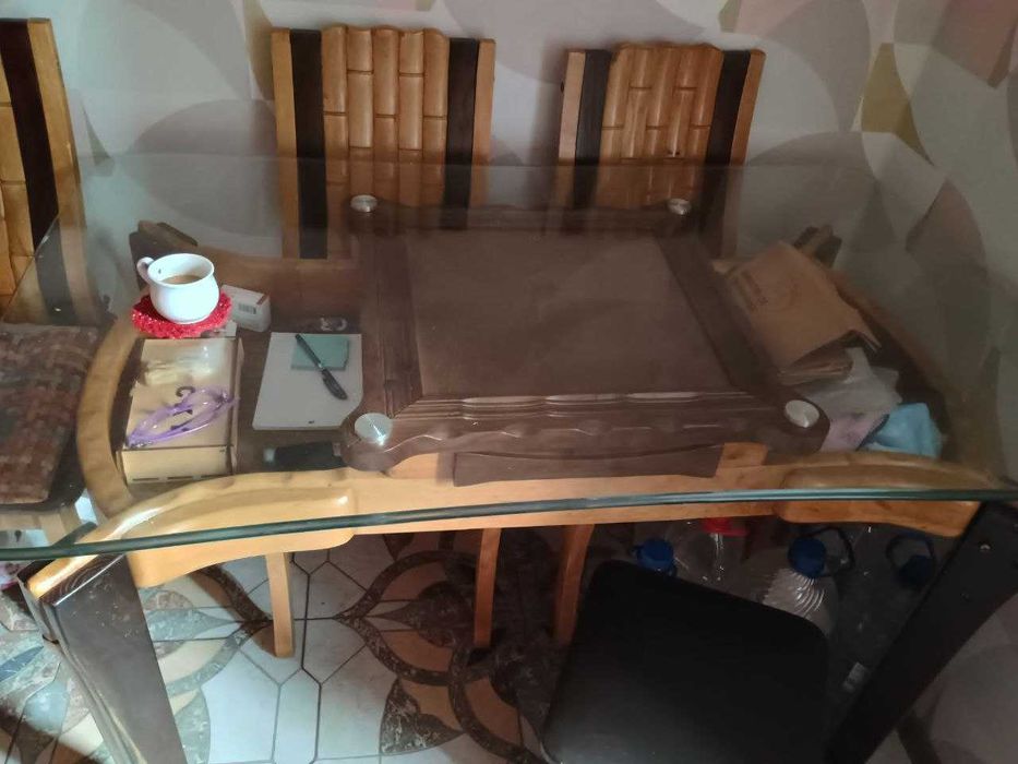 Стол и стулья натуральное дерево