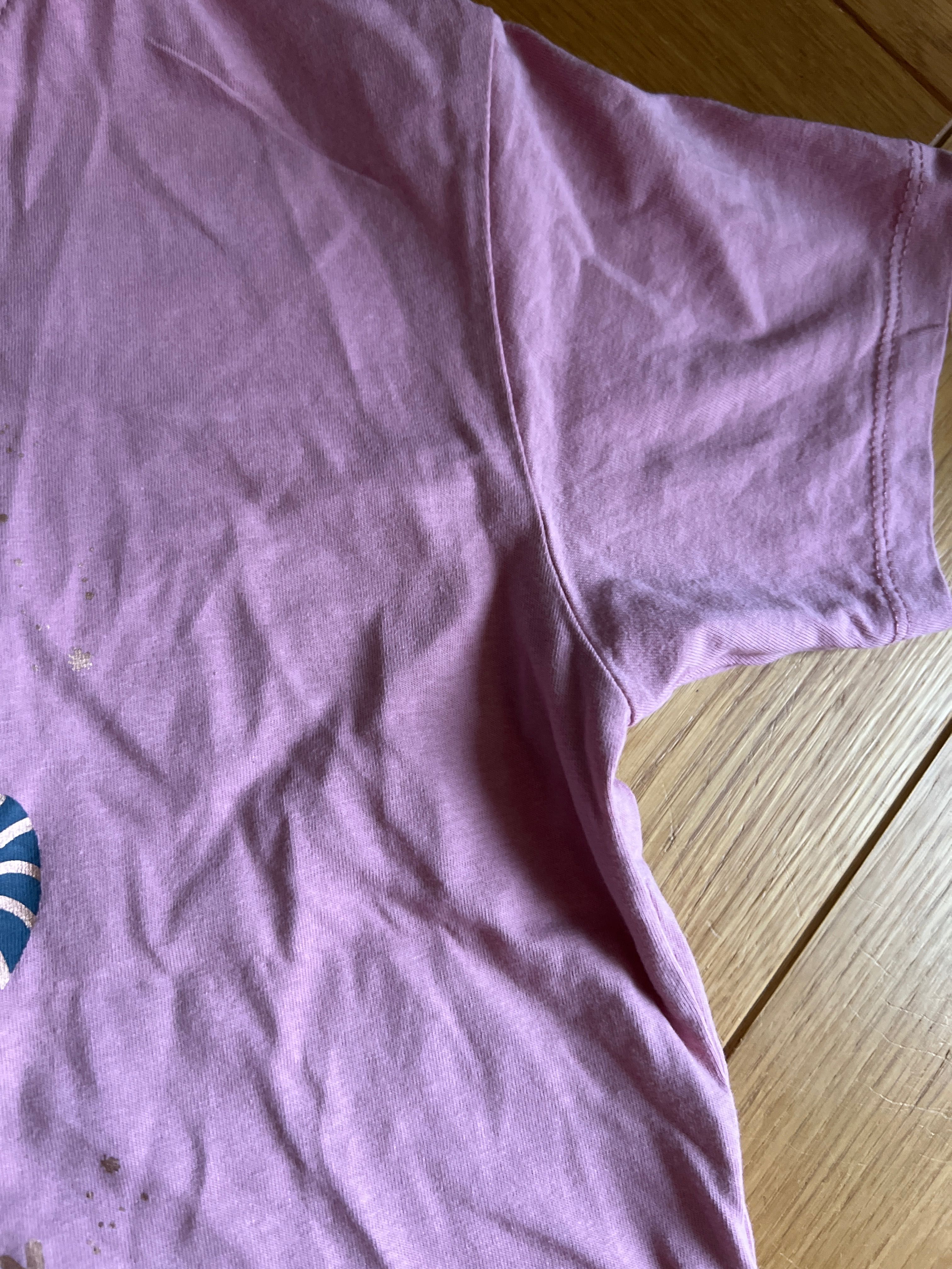 Reserved 146 pudrowy różowy T-shirt bluzka z ozdobą