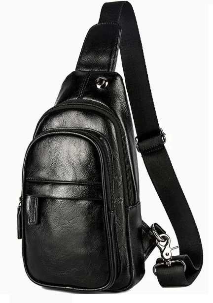 Чоловіча мужская кожаная стильная сумка бананка на груди барсетка топ