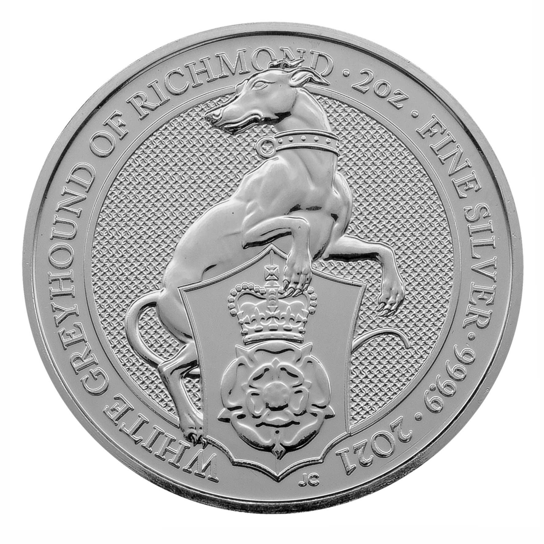 Срібна монета 5фунтів 2021 Великобританія 999 2 Oz Білий Хорт Річмонда
