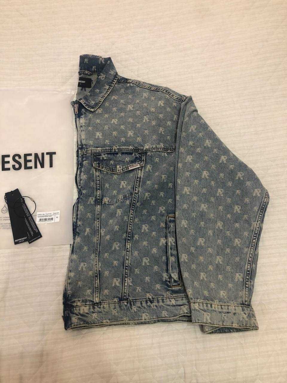 Represent R4 Monogram Denim Jacket Stone Wash джинсова куртка оверсайз