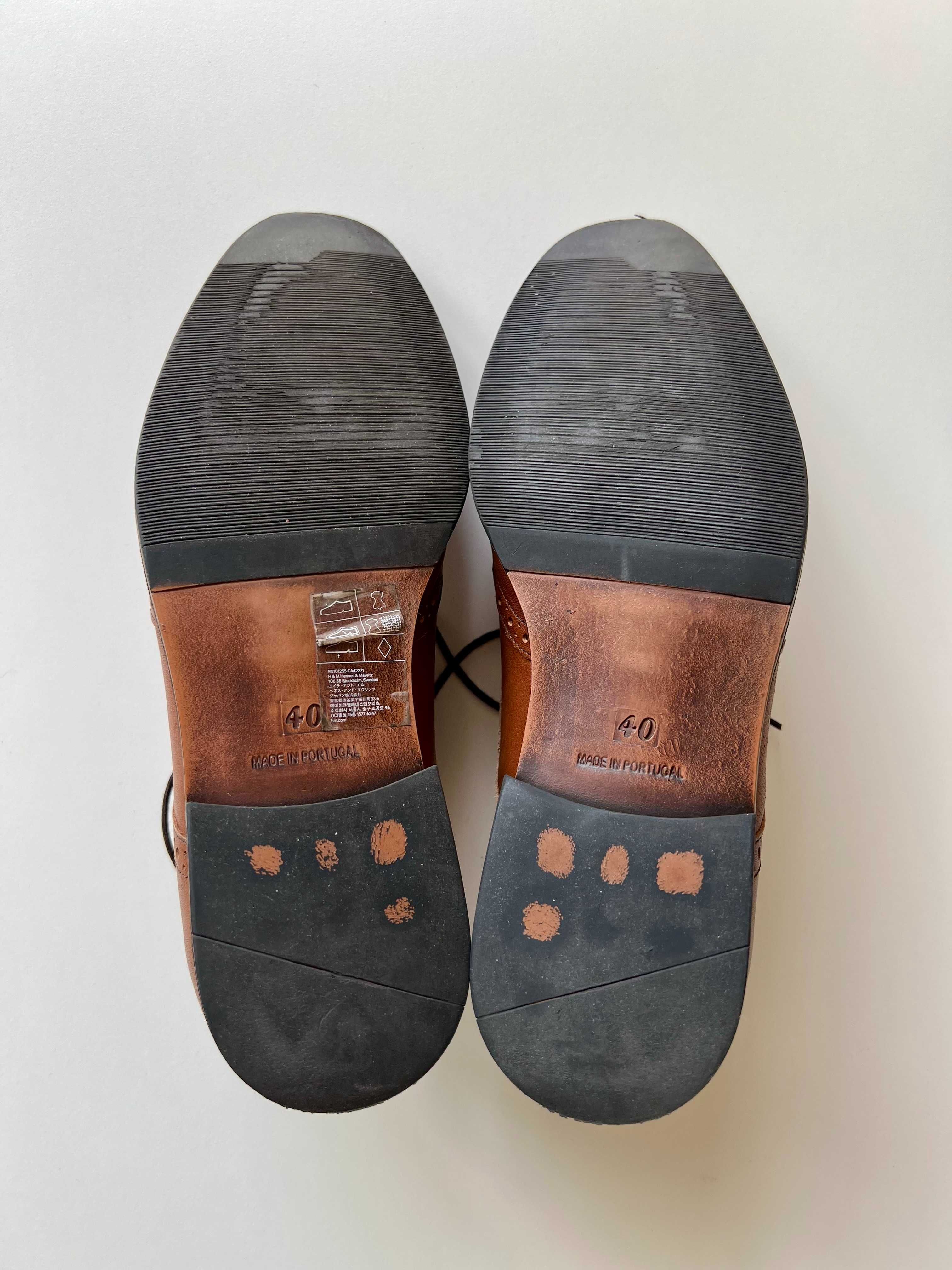 Półbuty męskie skórzane H&M brązowy