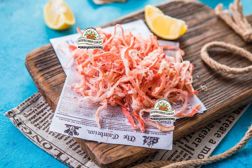 Тунец Анчоус Стружка Кальмар Кільця Треска Ставридка Павутинка Янтарна