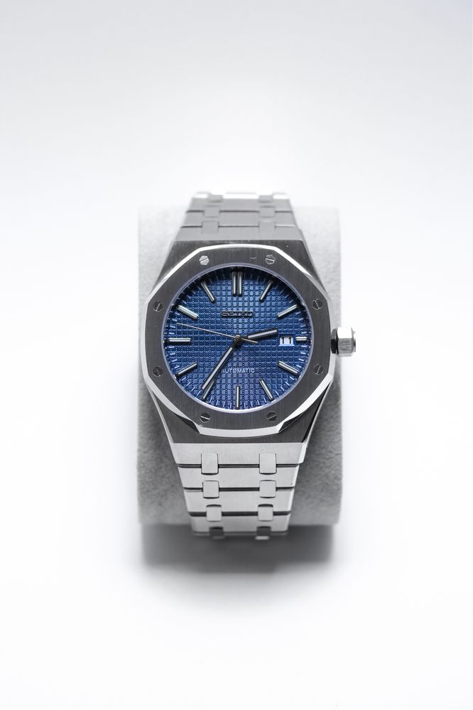 Zegarek Custom Seiko Mod Royal Oak Granatowy