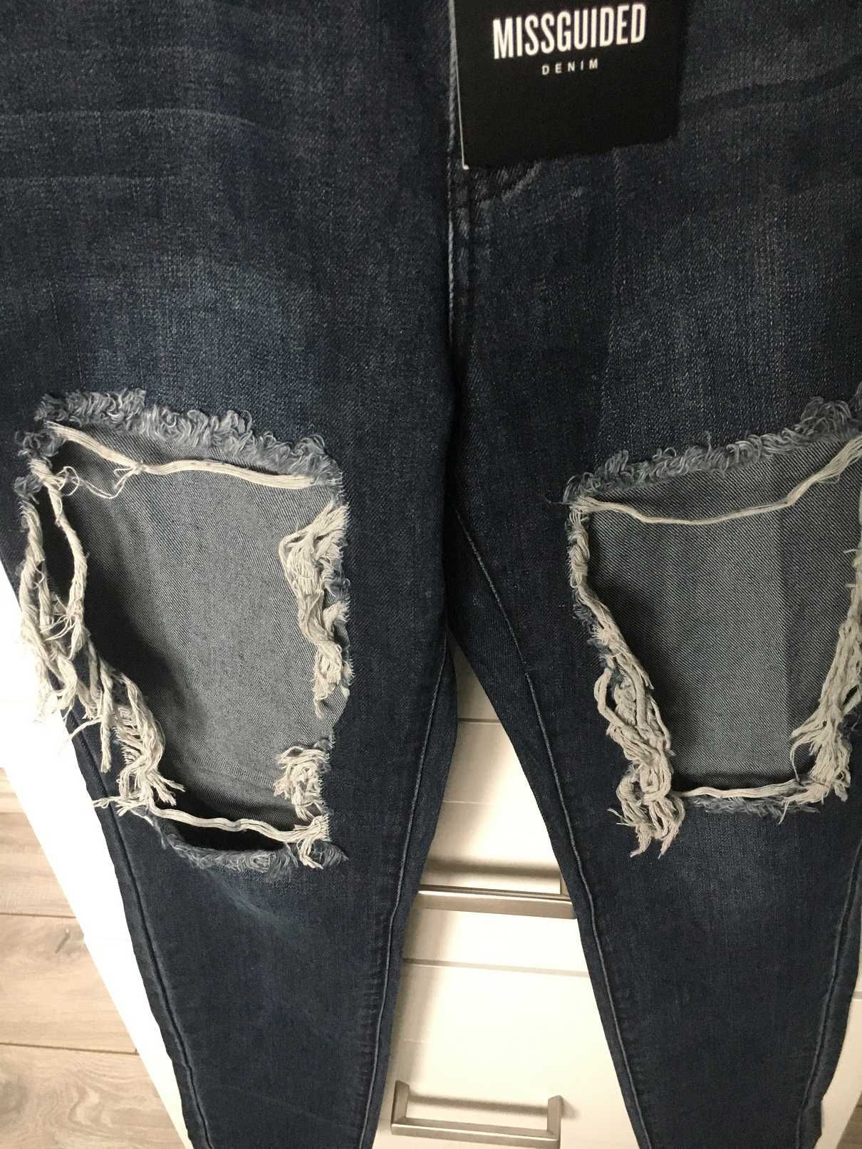 missguided spodnie jeansowe z dziurami 36