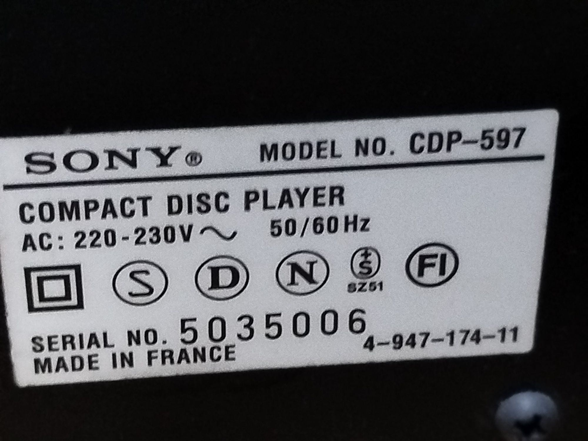 Leitor de CD Sony cdp-597