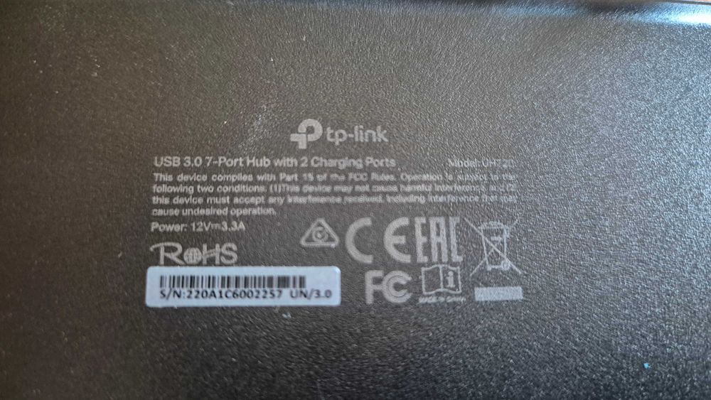 Hub TP-LINK UH720 USB 3.0, Aktywny + zasilacz 40W