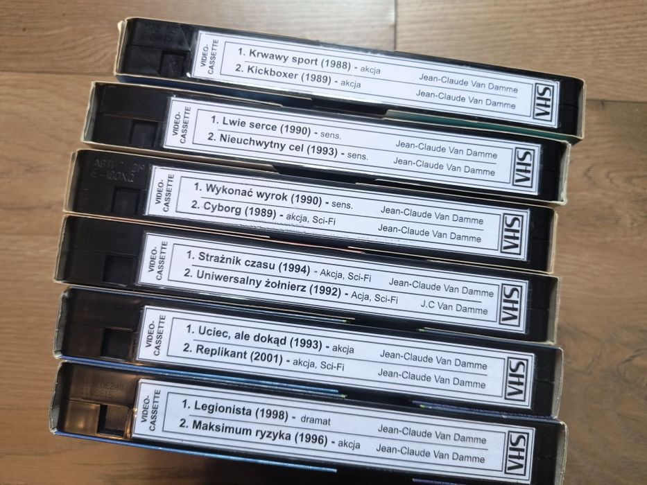 Zestaw kaset VHS Jean-Claude Van Damme kolekcja 12 filmów