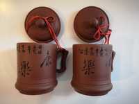 Gliniane kubki z Chin, rzemiosło, handmade, 2 szt.