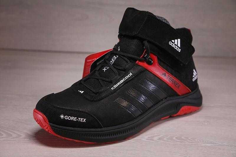 Зимние кроссовки ADIDAS TERREX (A-7) кожаные черно-красные р-ры:41-45