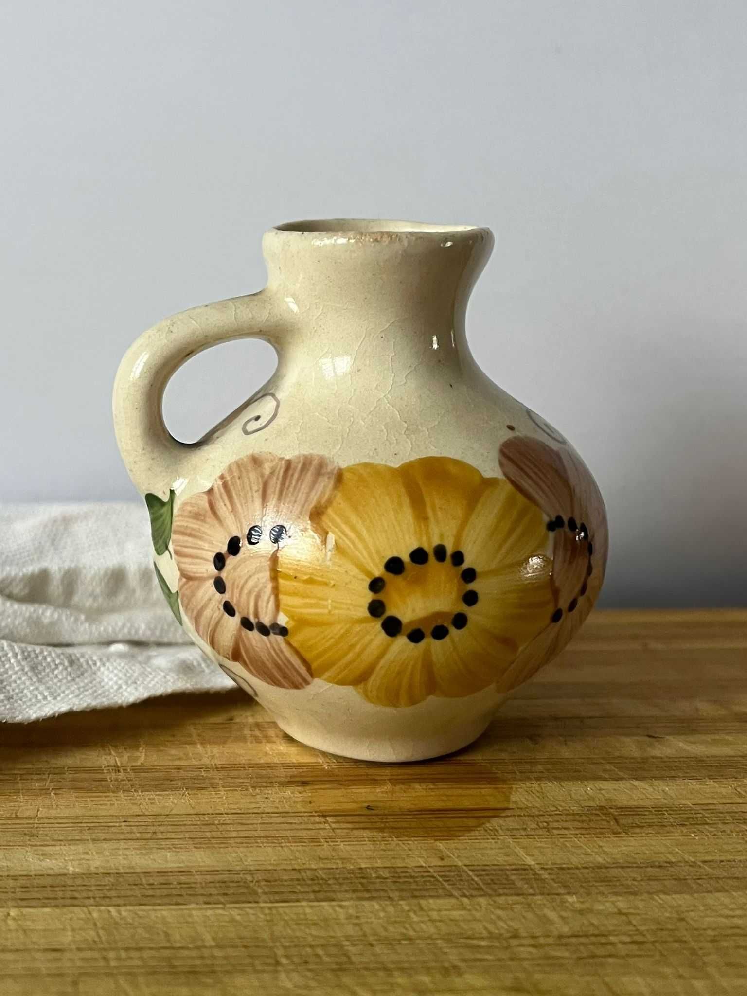 Vintage Dzbanuszek Retro z Decoupage, Unikalny Wazonik Pęknięcia Crash