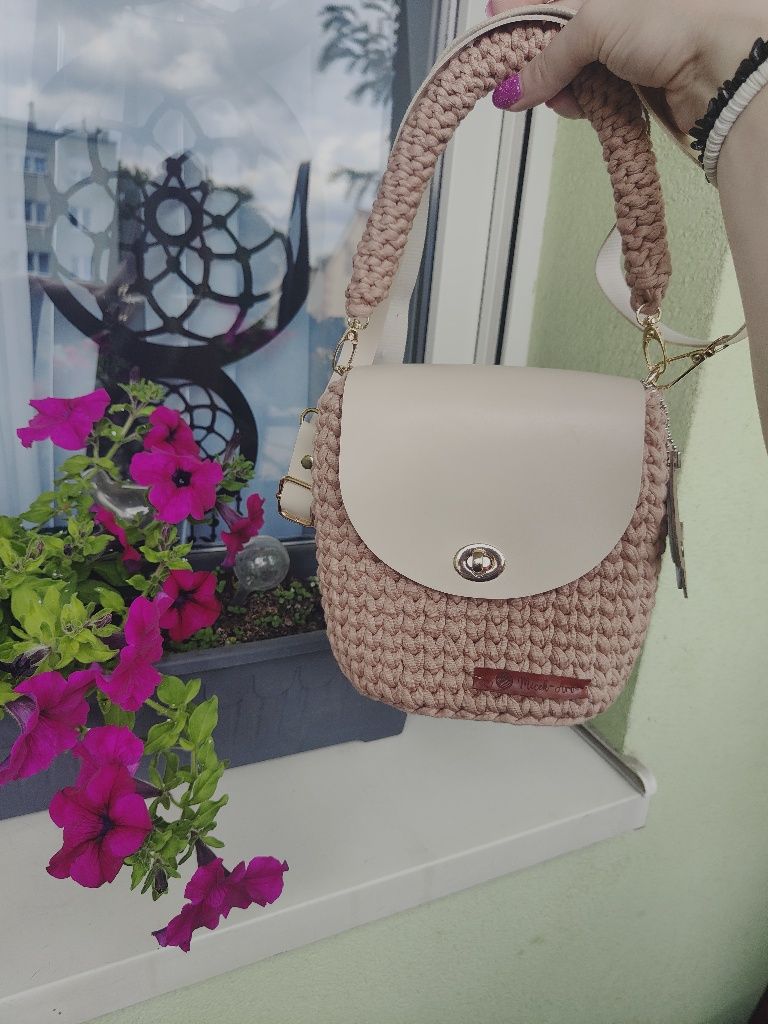 Torebka beżowa handmade
