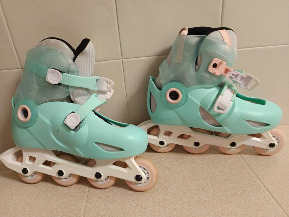 Patins menina Decathlon e protecoes