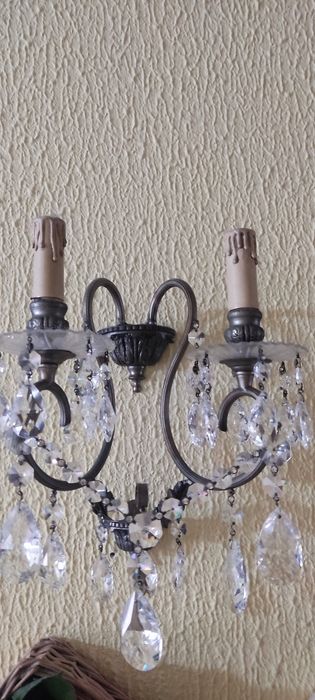 2 candeeiros de parede de cristal rústico em ótimo estado