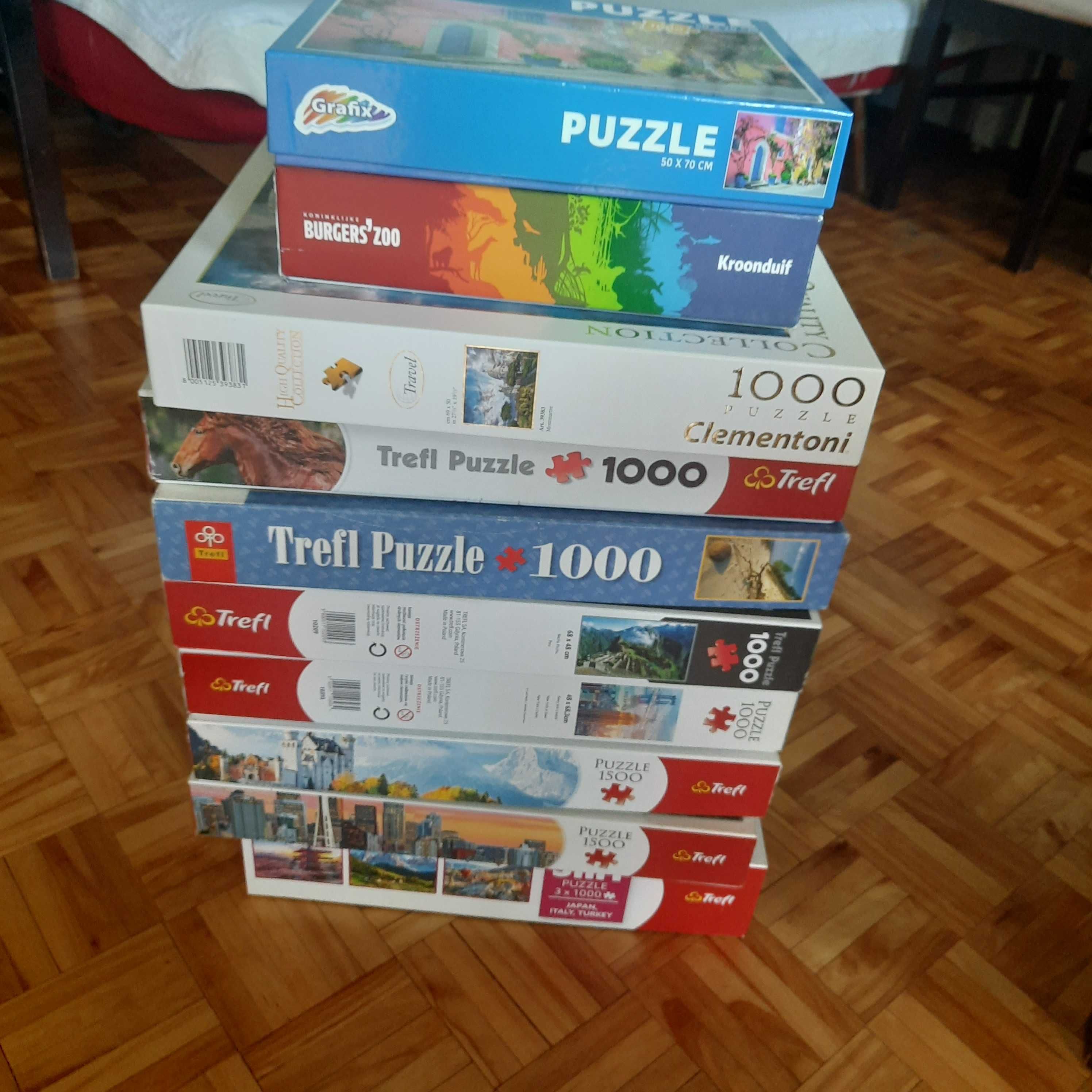 2x Puzzle TREFL 1000 Machu Picchu i Woliński Park Narodowy